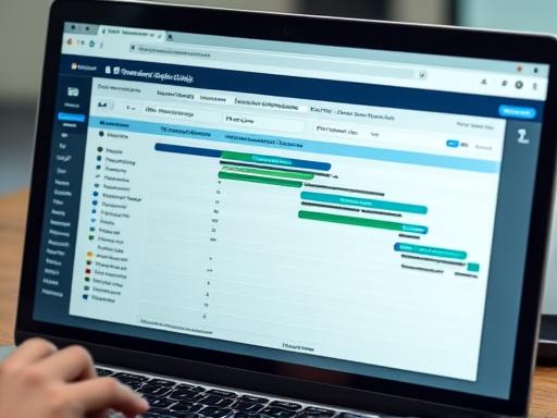 A project progress chart with tasks moving across a timeline