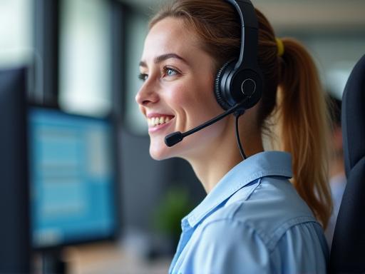 A support engineer assisting a client via a headset