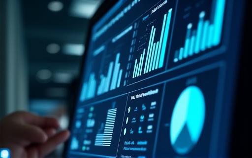 An interactive business intelligence dashboard showing graphs and charts